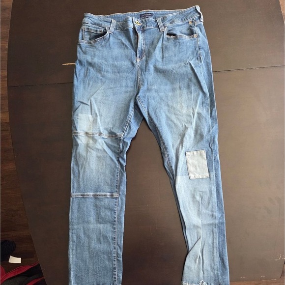 Tommy Hilfiger Denim - Tommy Hilfiger Women Blue Denim Jeans Patchwork Distressed Frayed Hem Size 16W